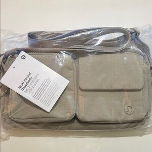 lululemon athletica light grey Multi-Pocket Crossbody Bag